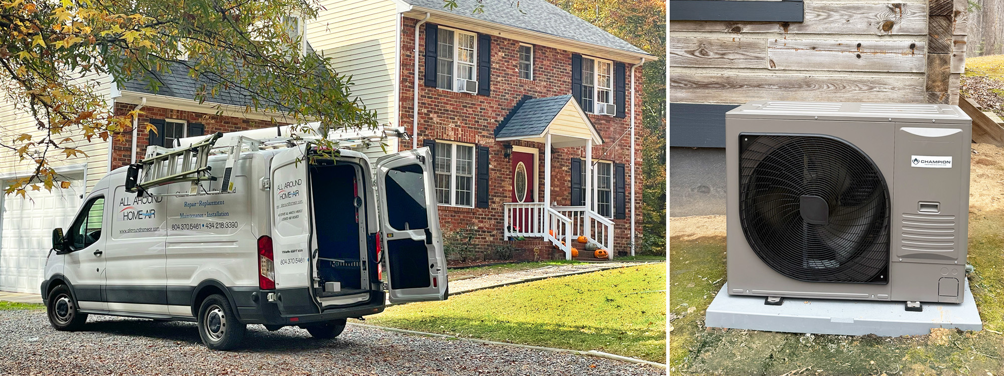 Company van and Champion heat pump