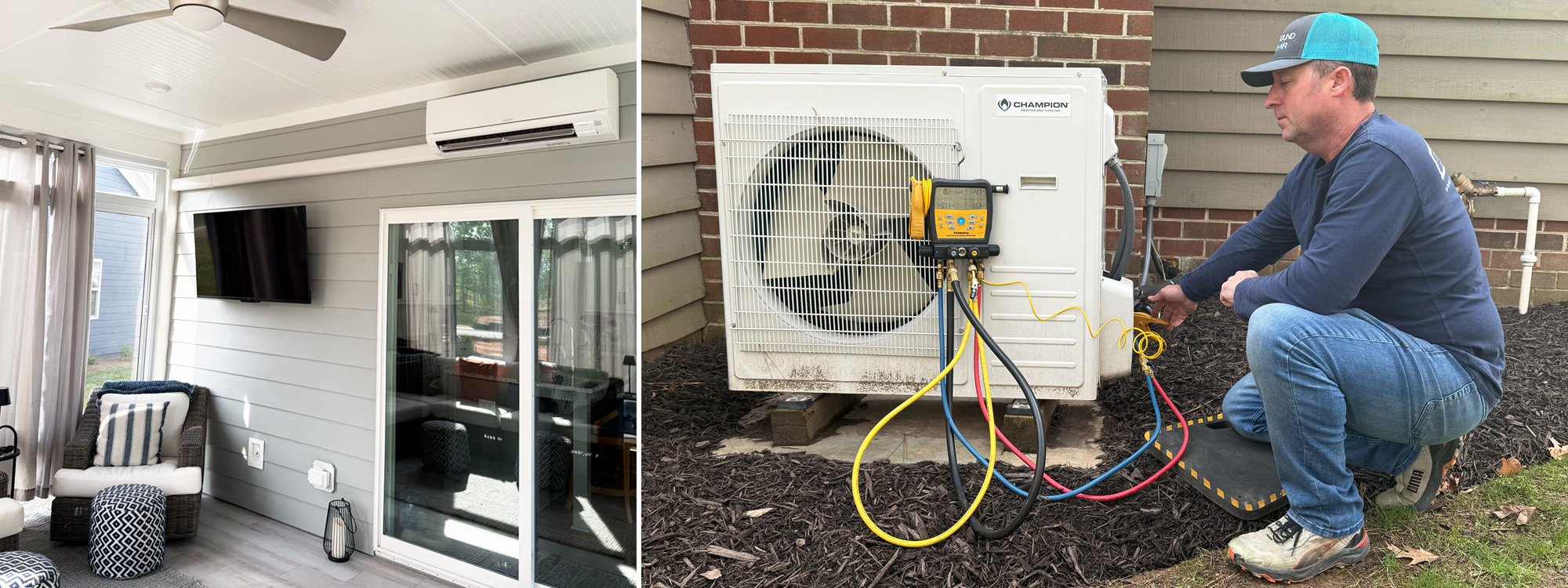 Sunroom with mini split and Jaunsee working