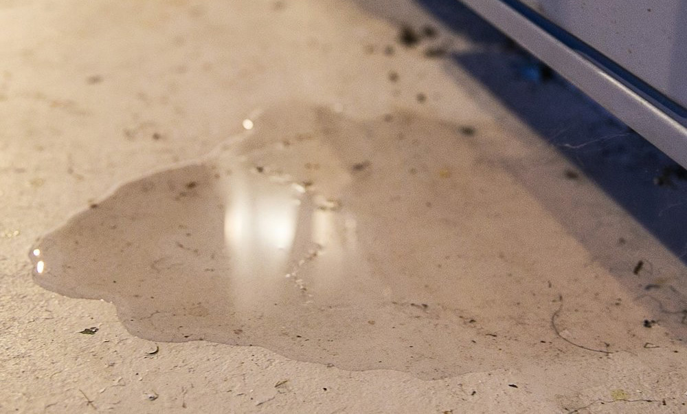 Condensate drain water on floor